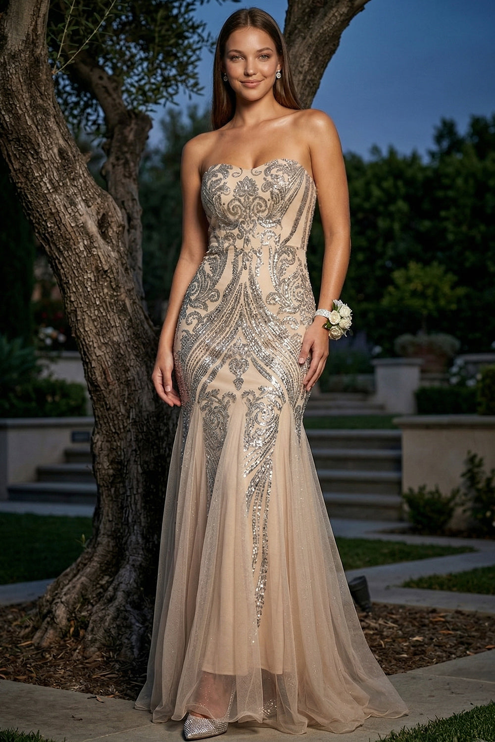sequin mesh maxi dress Symphony - Sheer Formal Mermaid nice blk suit with Model wears size S Spring 24 Size:58 In