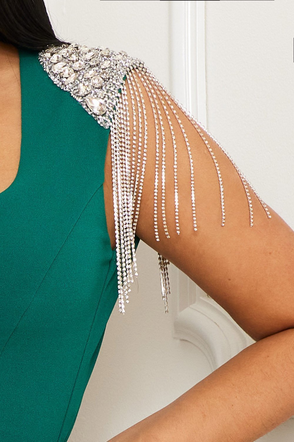 Rhinestone Fringe On Shoulder Jumpsuit