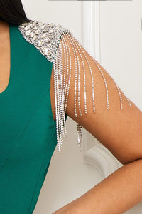 Rhinestone Fringe On Shoulder Jumpsuit