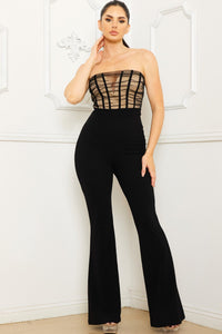 Symphony Jumpsuit - Mesh Two Tone Jumpsuit | Zezebe