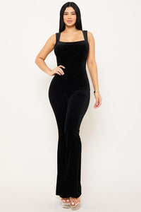 Symphony Jumpsuit - Glitter Velvet Open Back Jumpsuit | Zezebe