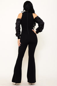 Symphony Jumpsuit - Satin Open Sleeve Collar Jumpsuits | Zezebe