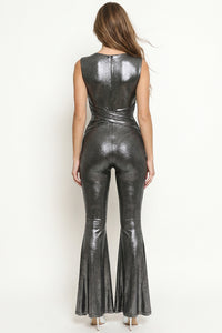 Slinky Foil Criss-Cross Top Jumpsuit