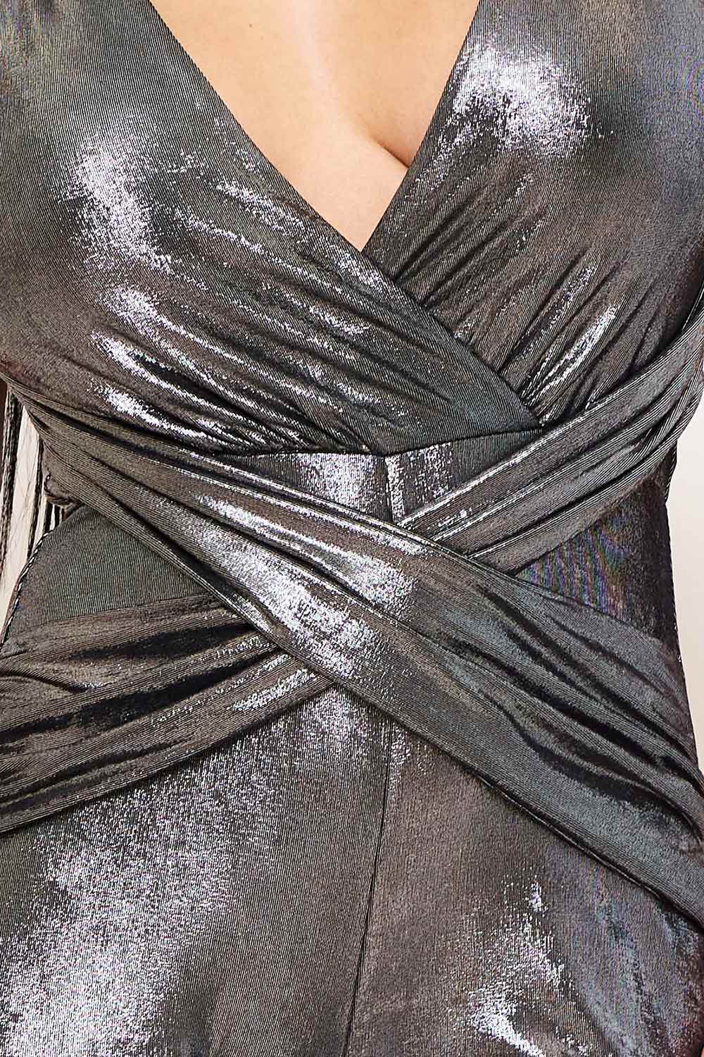 Slinky Foil Criss-Cross Top Jumpsuit