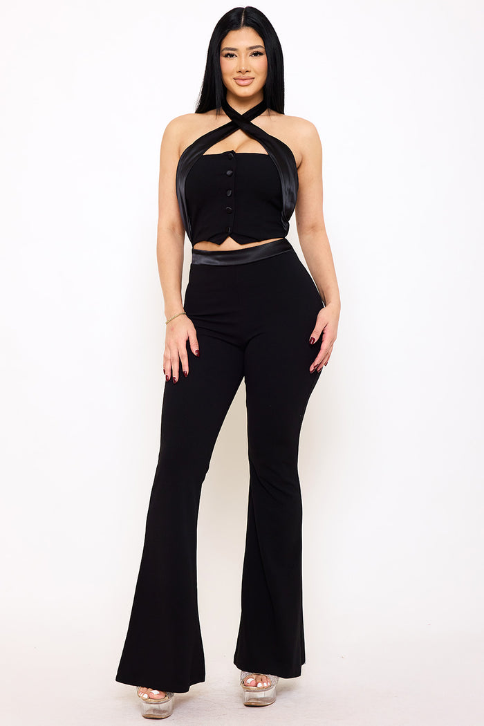 Symphony Jumpsuit - Pleated Halter Neck Jumpsuit | Zezebe