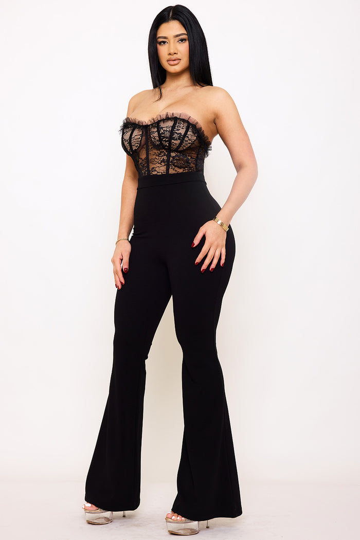 Symphony Jumpsuit - Laced Bustier Top Jumpsuit | Zezebe