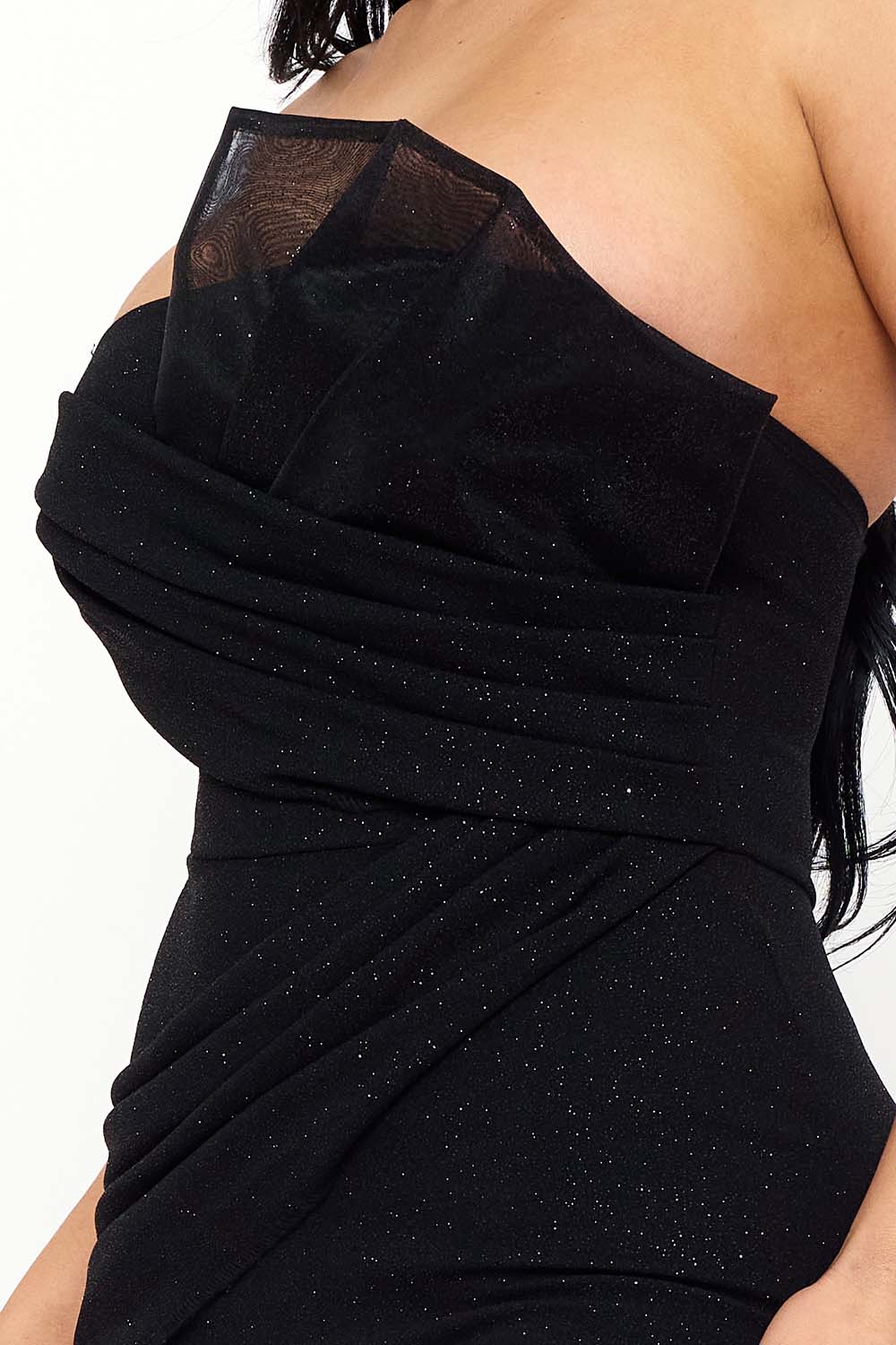 Symphony Jumpsuits - Glitter Tube Top With Mesh Panel Jumpsuit | Zezebe