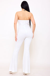 Symphony Jumpsuits - Glitter Tube Top With Mesh Panel Jumpsuit | Zezebe