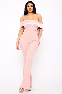 Symphony Jumpsuits - Satin And Techno Crepe Contast Jumpsuit | Zezebe