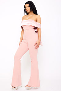 Symphony Jumpsuits - Satin And Techno Crepe Contast Jumpsuit | Zezebe