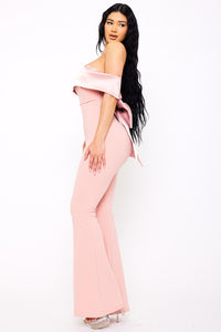 Symphony Jumpsuits - Satin And Techno Crepe Contast Jumpsuit | Zezebe