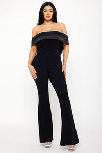 Symphony Jumpsuits - Satin And Techno Crepe Contast Jumpsuit | Zezebe
