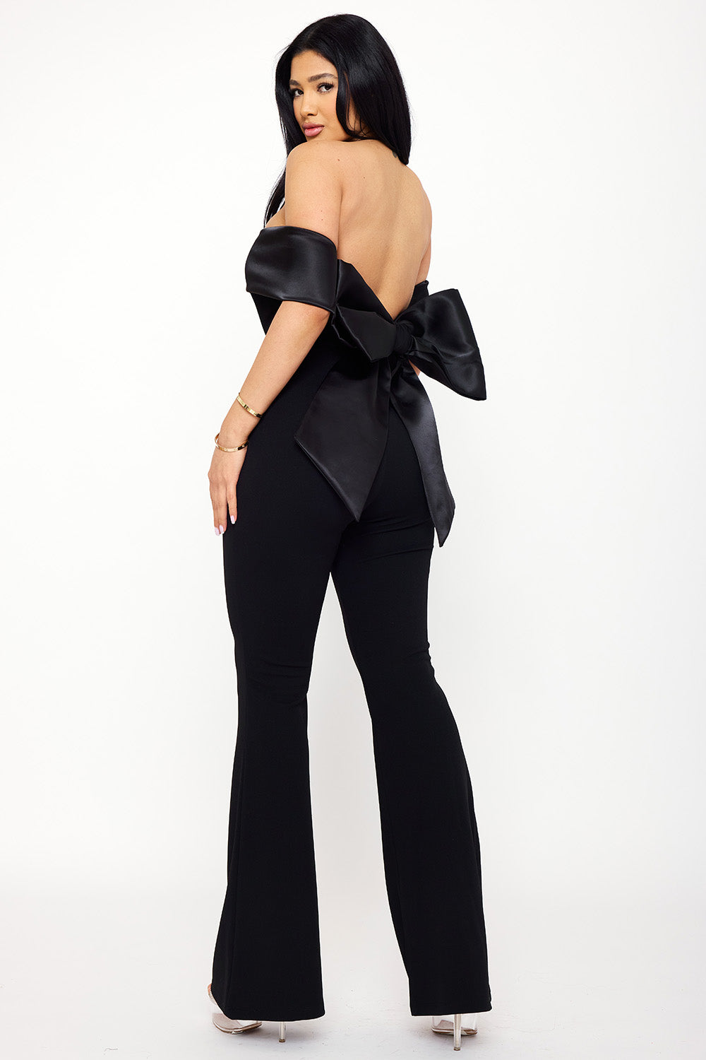 Symphony Jumpsuits - Satin And Techno Crepe Contast Jumpsuit | Zezebe