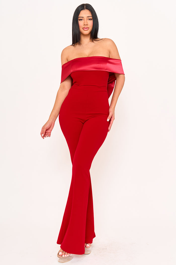 Symphony Jumpsuits - Satin And Techno Crepe Contast Jumpsuit | Zezebe