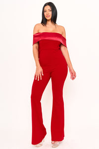Symphony Jumpsuits - Satin And Techno Crepe Contast Jumpsuit | Zezebe