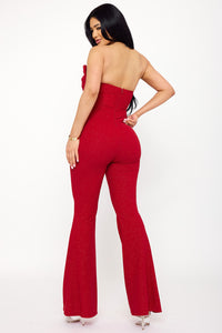 Symphony Jumpsuits - Glitter Bow Front Jumpsuit | Zezebe