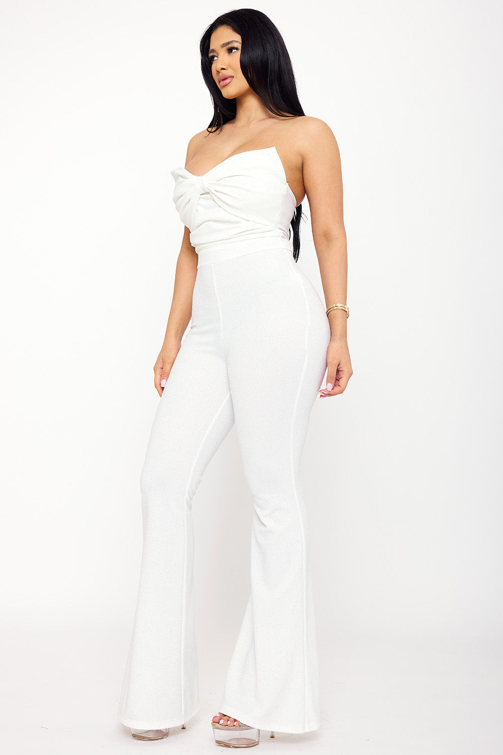 Symphony Jumpsuits - Glitter Bow Front Jumpsuit | Zezebe