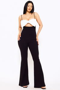 Symphony Jumpsuits - Color Contrast Bow Bust Front Jumpsuit | Zezebe