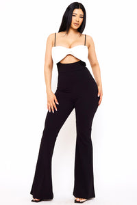 Symphony Jumpsuits - Color Contrast Bow Bust Front Jumpsuit | Zezebe
