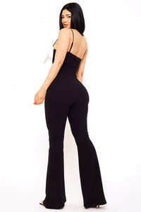 Symphony Jumpsuits - Color Contrast Bow Bust Front Jumpsuit | Zezebe