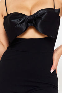 Symphony Jumpsuits - Color Contrast Bow Bust Front Jumpsuit | Zezebe