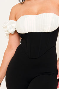 Symphony Jumpsuits - Satin And Techno Crepe Fabric Contrast Jumpsuit | Zezebe