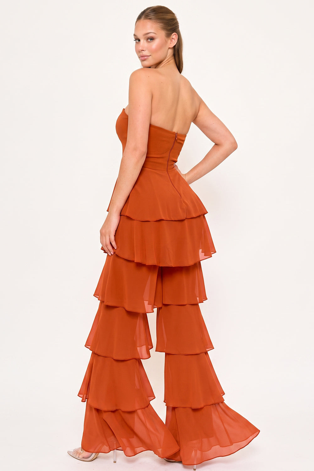Techno Crepe & Chiffon Contrast Jumpsuit