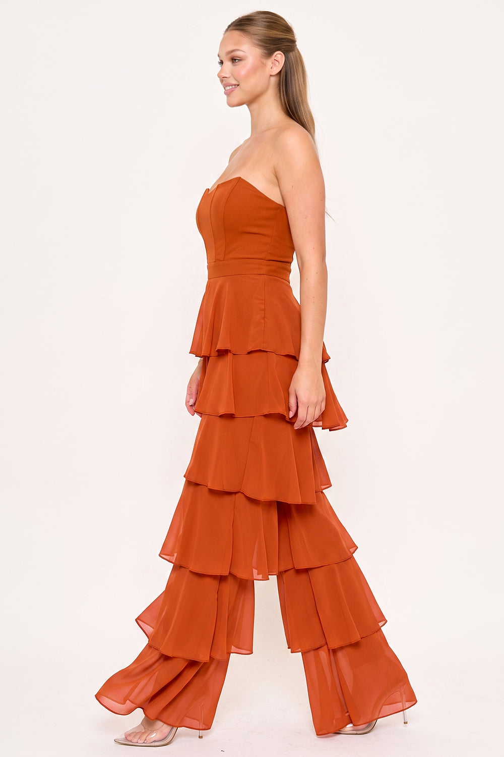 Techno Crepe & Chiffon Contrast Jumpsuit