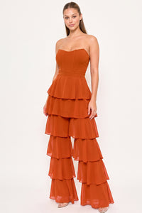 Techno Crepe & Chiffon Contrast Jumpsuit