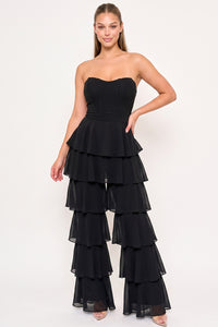 Techno Crepe & Chiffon Contrast Jumpsuit