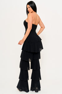 Symphony Jumpsuit - Techno Crepe & Chiffon Contrast Jumpsuit | Zezebe