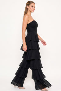 Techno Crepe & Chiffon Contrast Jumpsuit