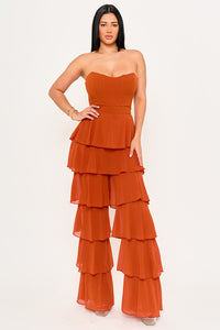 Symphony Jumpsuit - Techno Crepe & Chiffon Contrast Jumpsuit | Zezebe