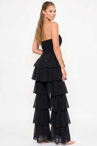Techno Crepe & Chiffon Contrast Jumpsuit