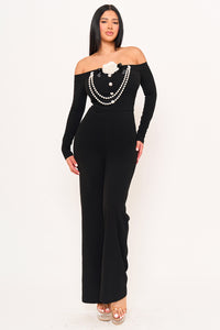 Off The Shoulder Contrast Trim Jumpsuit