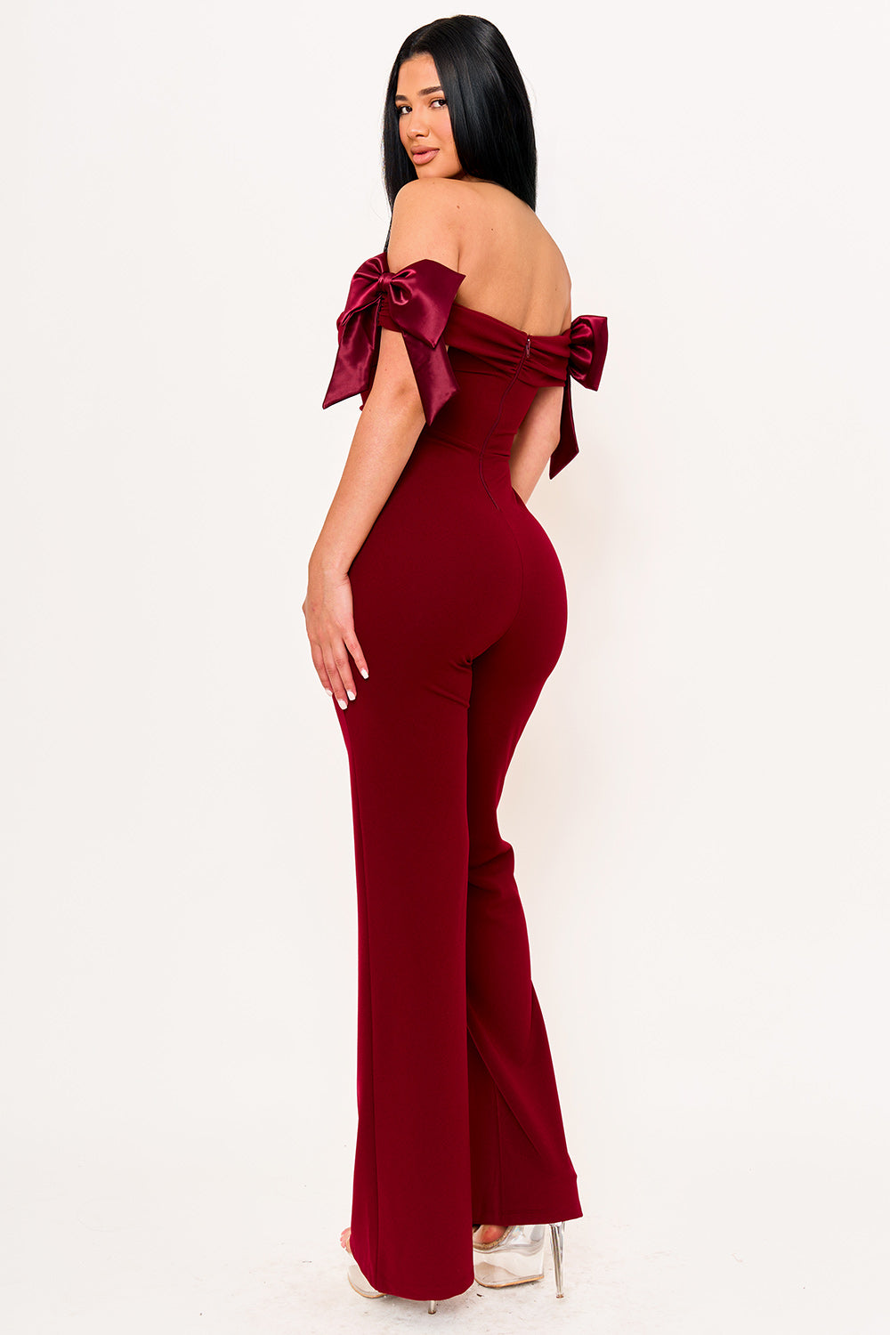 Symphony Jumpsuits- Fabric Contrast Off The Shoulder Jumpsuit | Zezebe