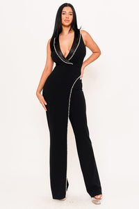 Symphony Jumpsuits - Pearl Trim Detailed Jumpsuit | Zezebe