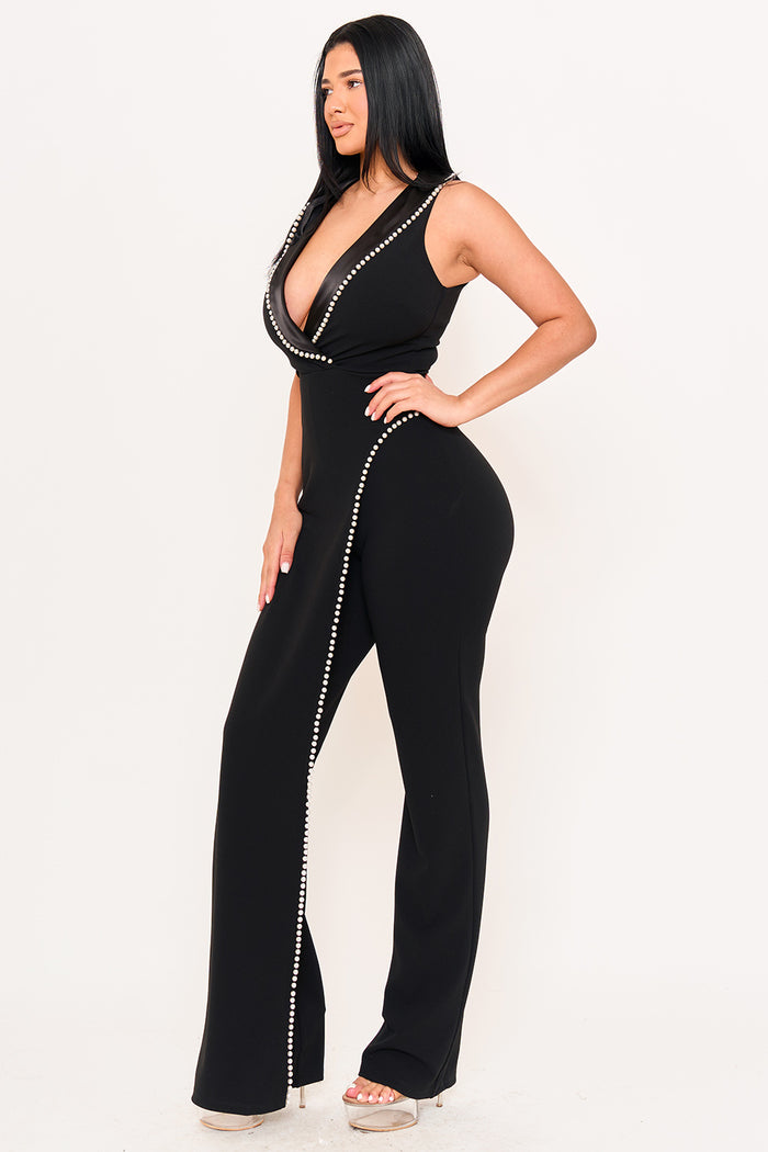Pearl Trim Detailed Jumpsuit
