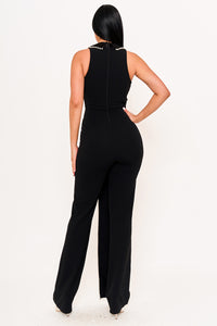 Symphony Jumpsuits - Pearl Trim Detailed Jumpsuit | Zezebe
