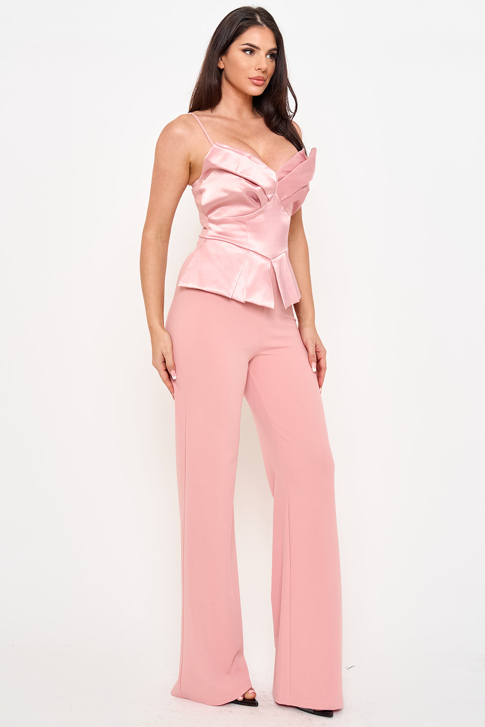 Satin Peplum Top Jumpsuit