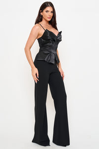 Satin Peplum Top Jumpsuit