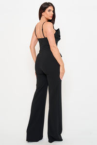 Satin Peplum Top Jumpsuit