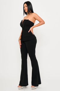 Symphony Jumpsuits- Tube Top With Collar Detail Peplum Jumpsuit | Zezebe