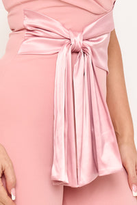 Symphony Jumpsuit - Satin Waist Twist Tie Jumpsuit | Zezebe