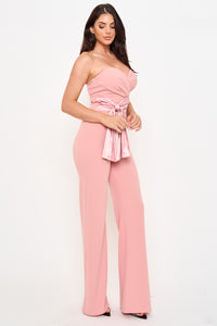 Symphony Jumpsuit - Satin Waist Twist Tie Jumpsuit | Zezebe
