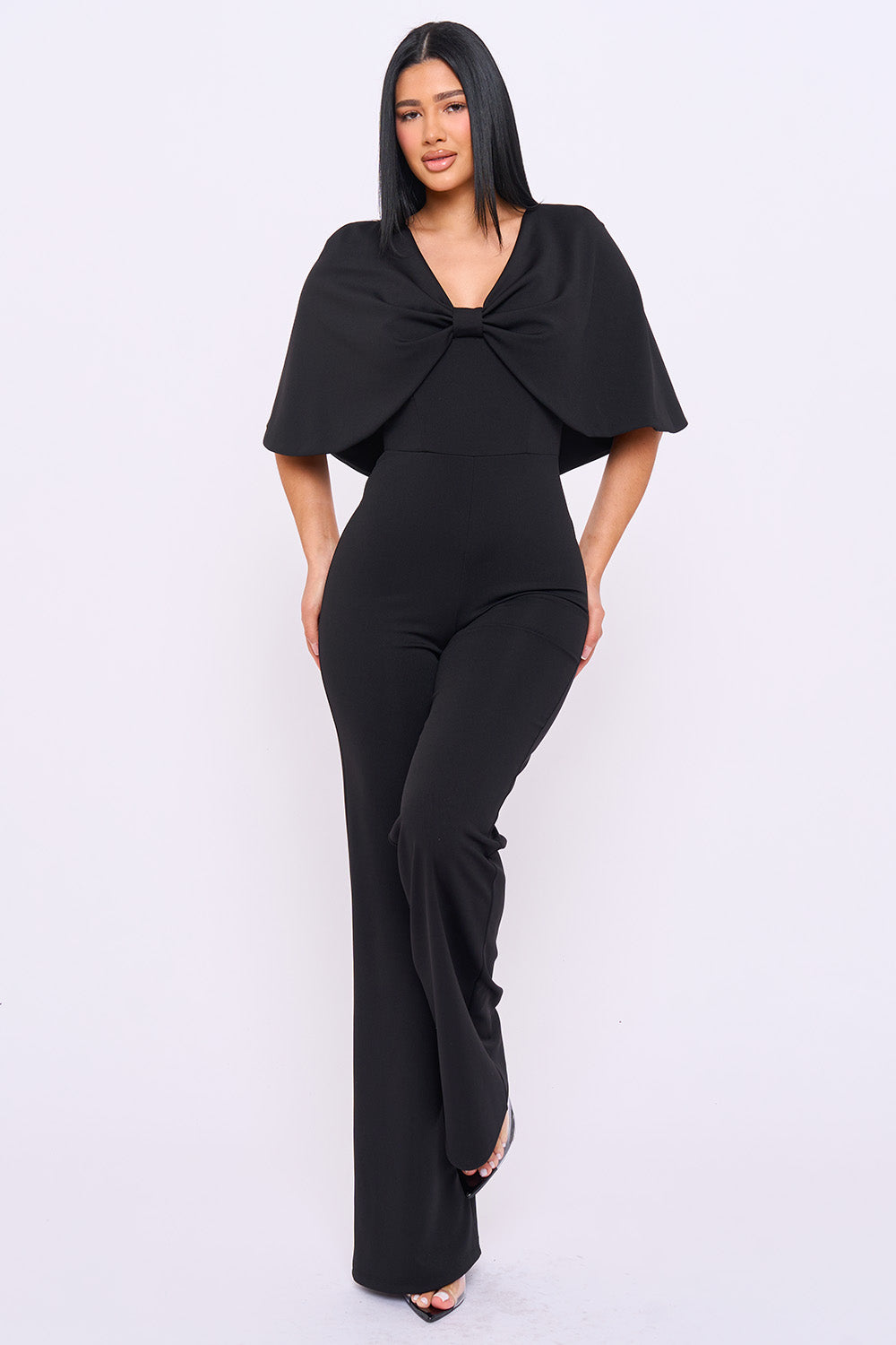 Cape Sleeve With Front Knot Jumpsuit