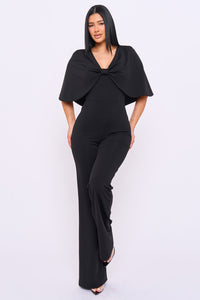 Cape Sleeve With Front Knot Jumpsuit