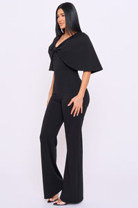 Cape Sleeve With Front Knot Jumpsuit
