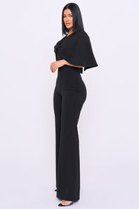 Cape Sleeve With Front Knot Jumpsuit
