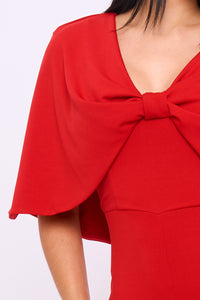 Cape Sleeve With Front Knot Jumpsuit